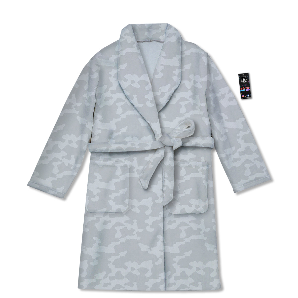 Camouflage White Snow Print Pattern Bathrobe-grizzshop