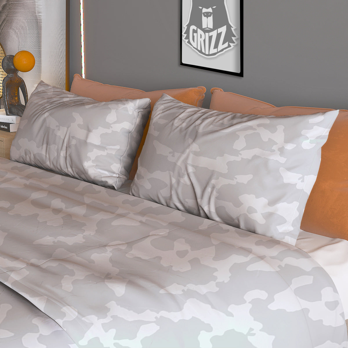 Camouflage White Snow Print Pattern Duvet Cover Bedding Set