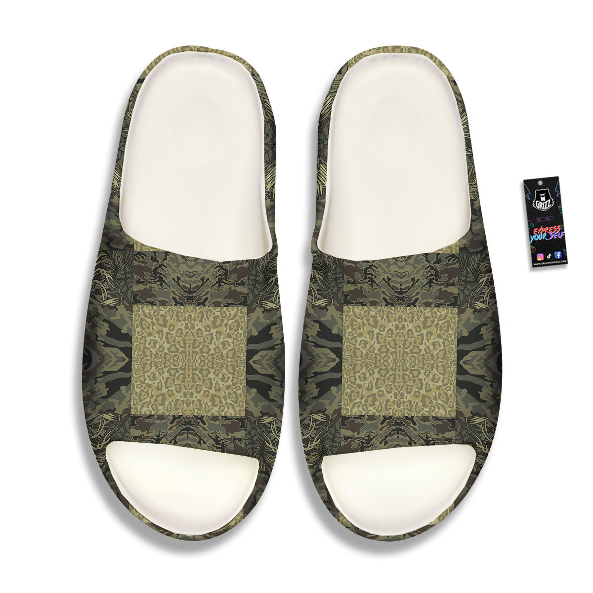 Camouflage Tropical And Leopard Print Pattern Sandals-grizzshop