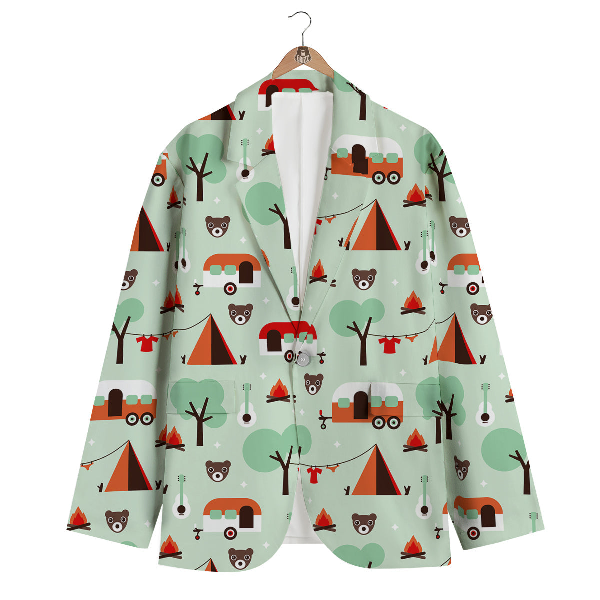 Camper Pattern Print Men's Blazer-grizzshop