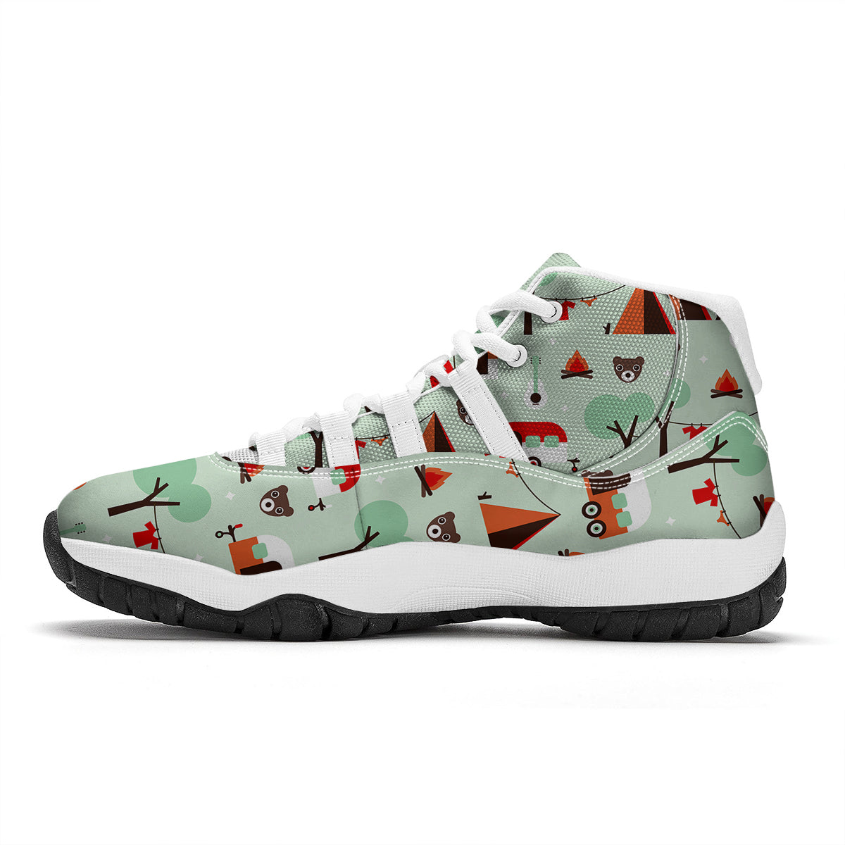 Camper Pattern Print White Bball Shoes-grizzshop