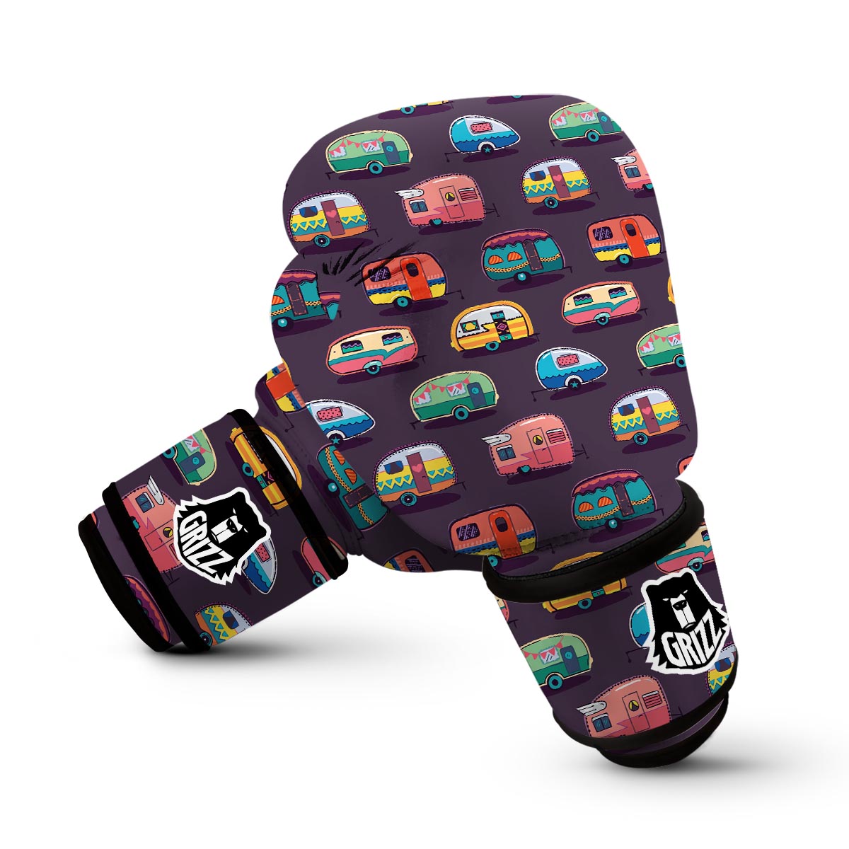 Camper Van Pattern Print Boxing Gloves-grizzshop