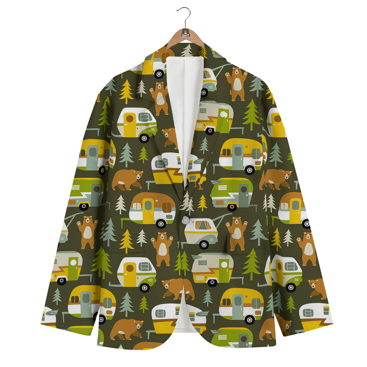 Camper Van Print Pattern Men's Blazer-grizzshop