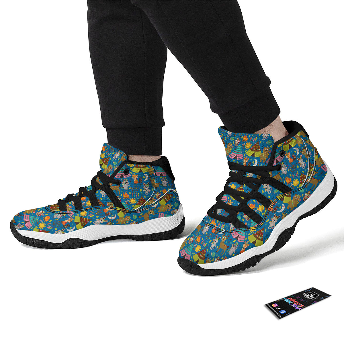 Camping Animal Print Pattern Black Bball Shoes-grizzshop