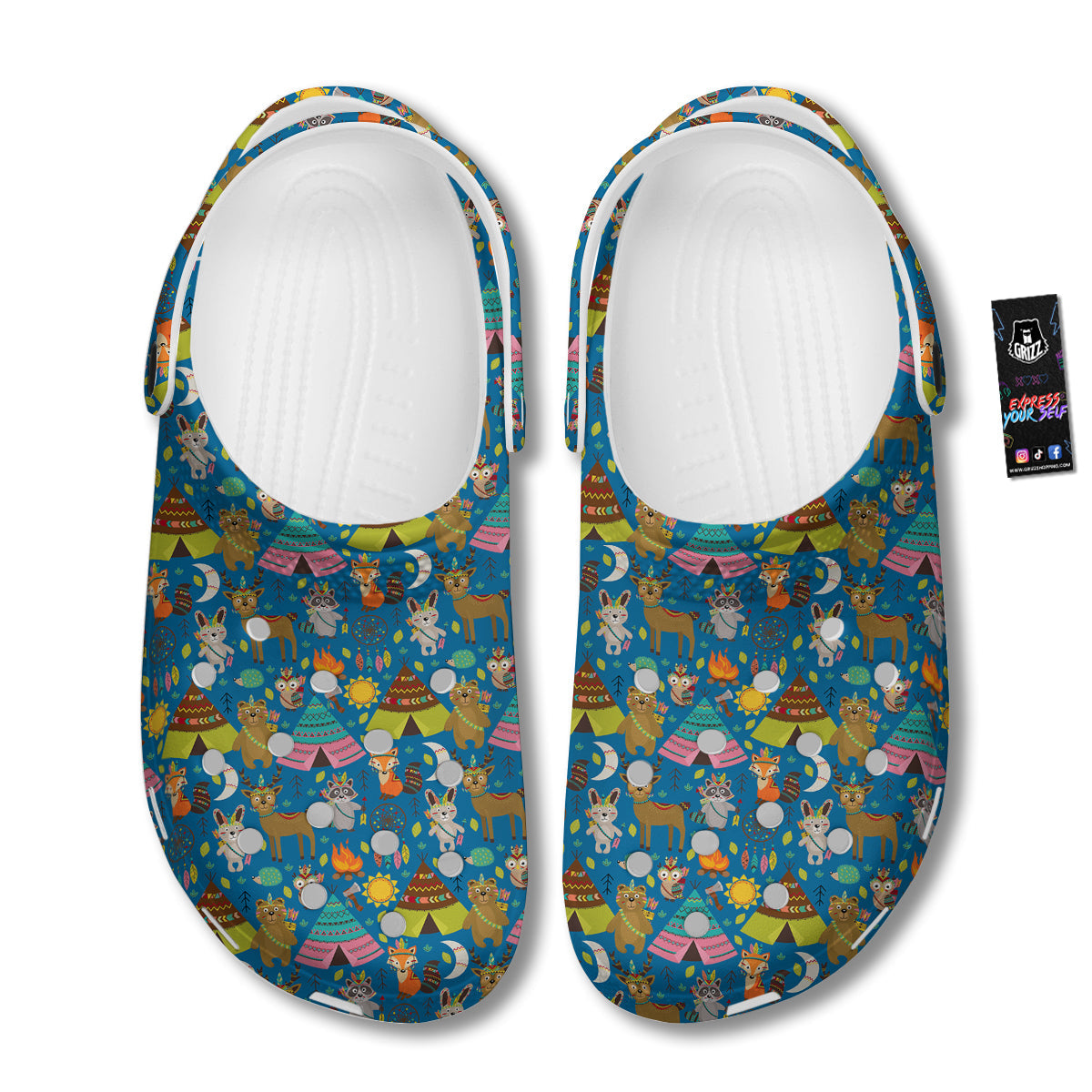 Camping Animal Print Pattern Clog-grizzshop