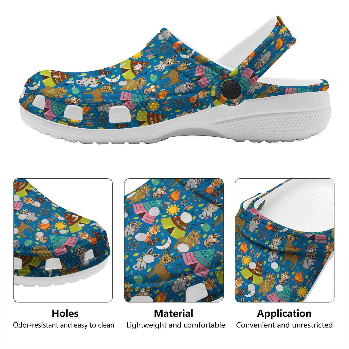 Camping Animal Print Pattern Clog-grizzshop