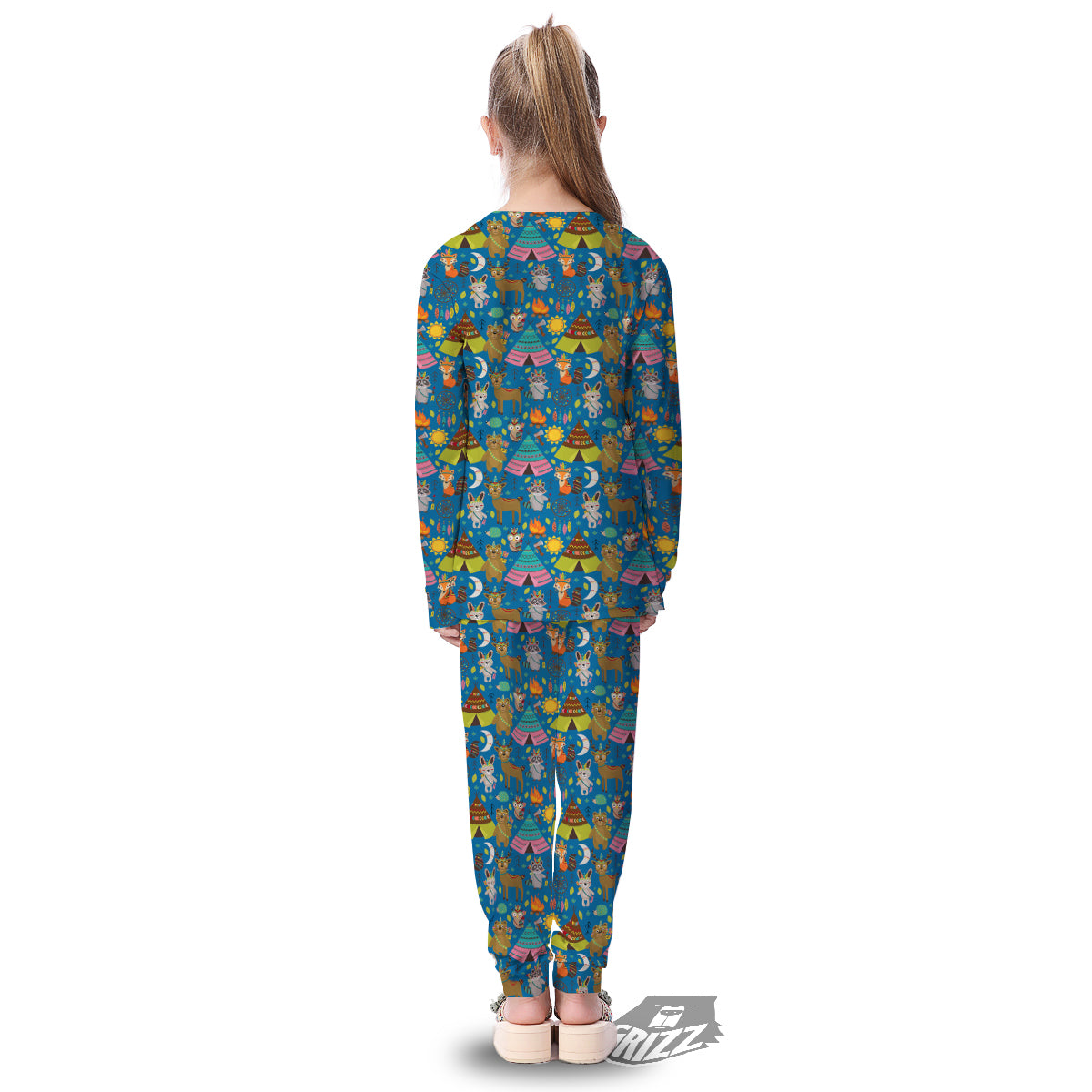 Camping Animal Print Pattern Kid's Pajamas-grizzshop