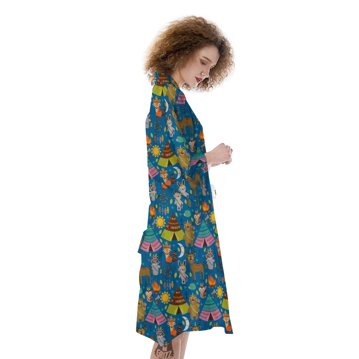 Camping Animal Print Pattern Kimono-grizzshop
