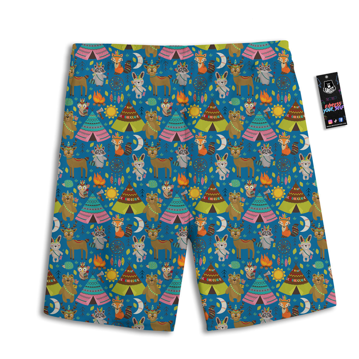 Camping Animal Print Pattern Men's Athletic Shorts