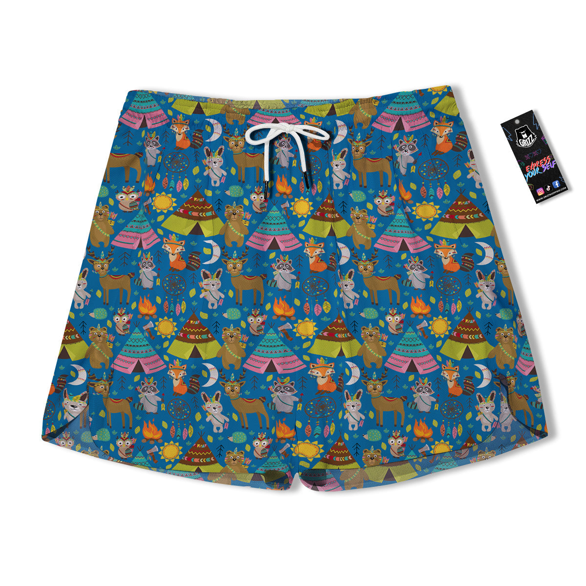 Camping Animal Print Pattern Men's Running Shorts-grizzshop