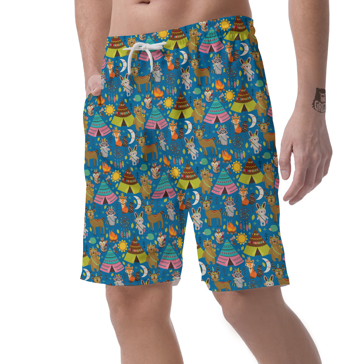 Camping Animal Print Pattern Men's Shorts-grizzshop