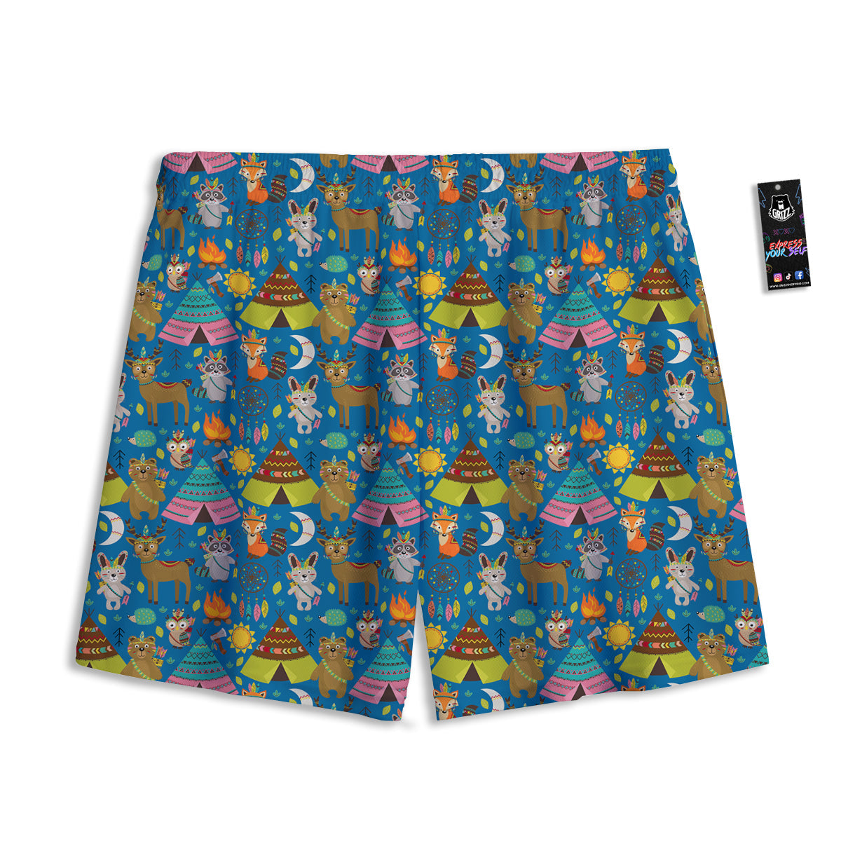 Demon Geometric Japanese Print Mesh Shorts