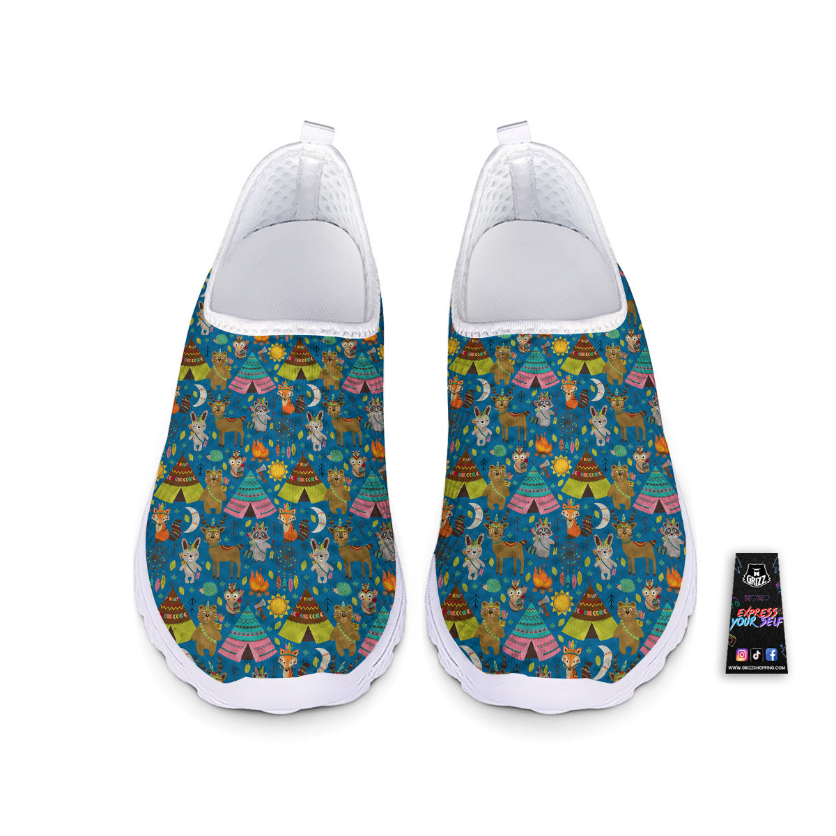 Camping Animal Print Pattern Nurse Shoes-grizzshop