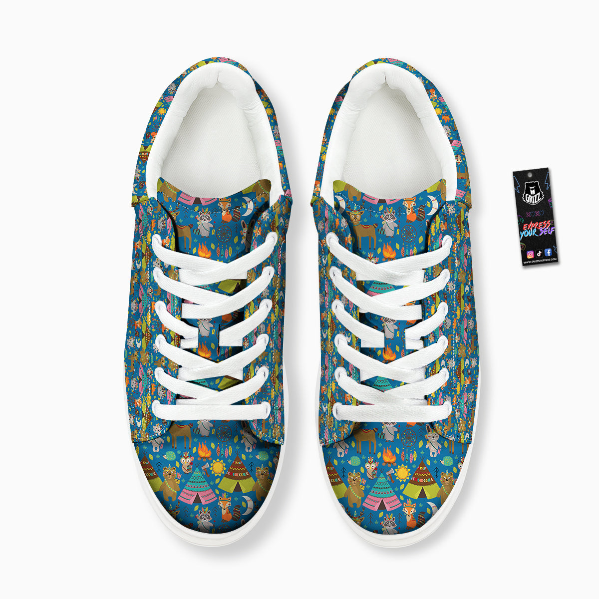 Camping Animal Print Pattern Platform Shoes-grizzshop