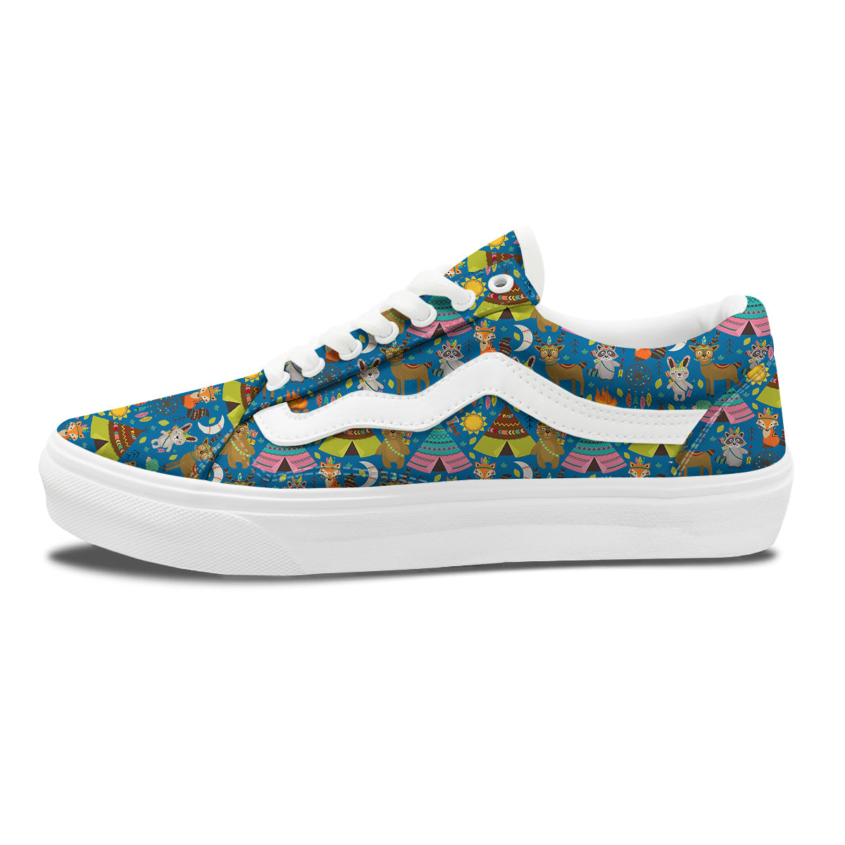 Camping Animal Print Pattern Skate Shoes-grizzshop