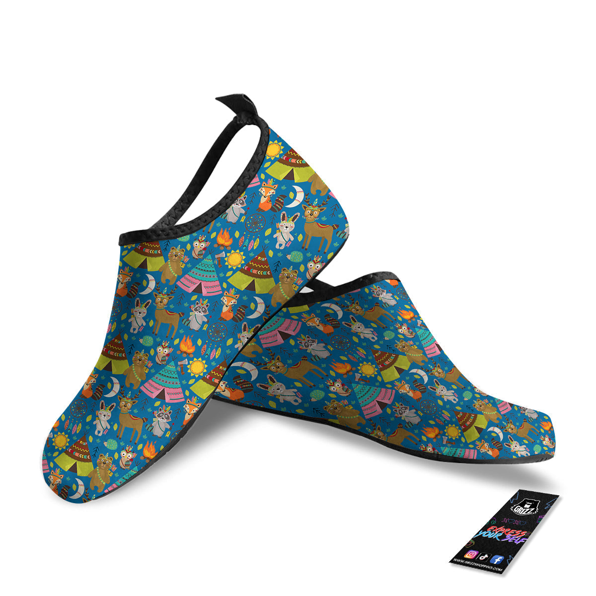 Camping Animal Print Pattern Water Shoes-grizzshop