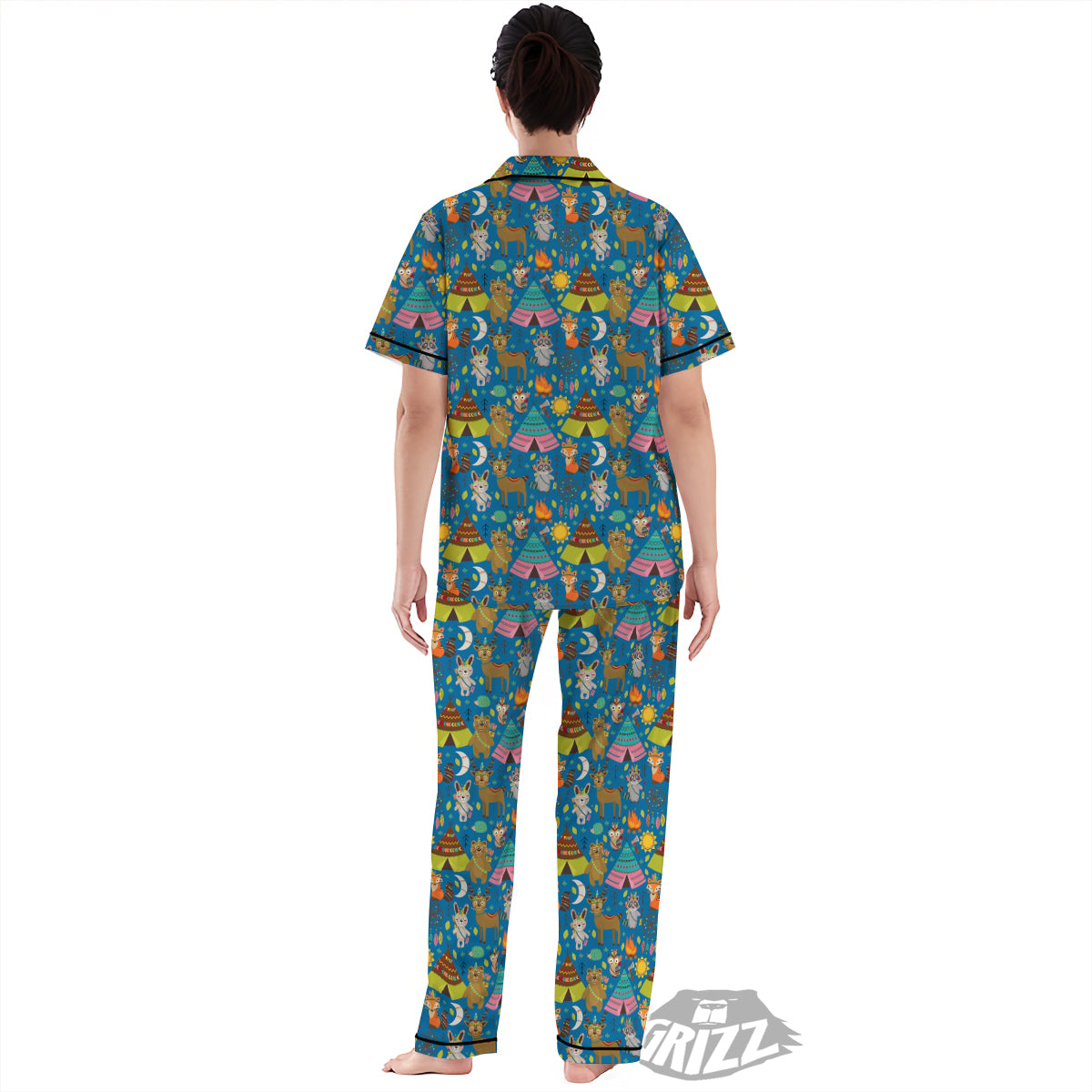 Camping Animal Print Pattern Women's Pajamas Set-grizzshop