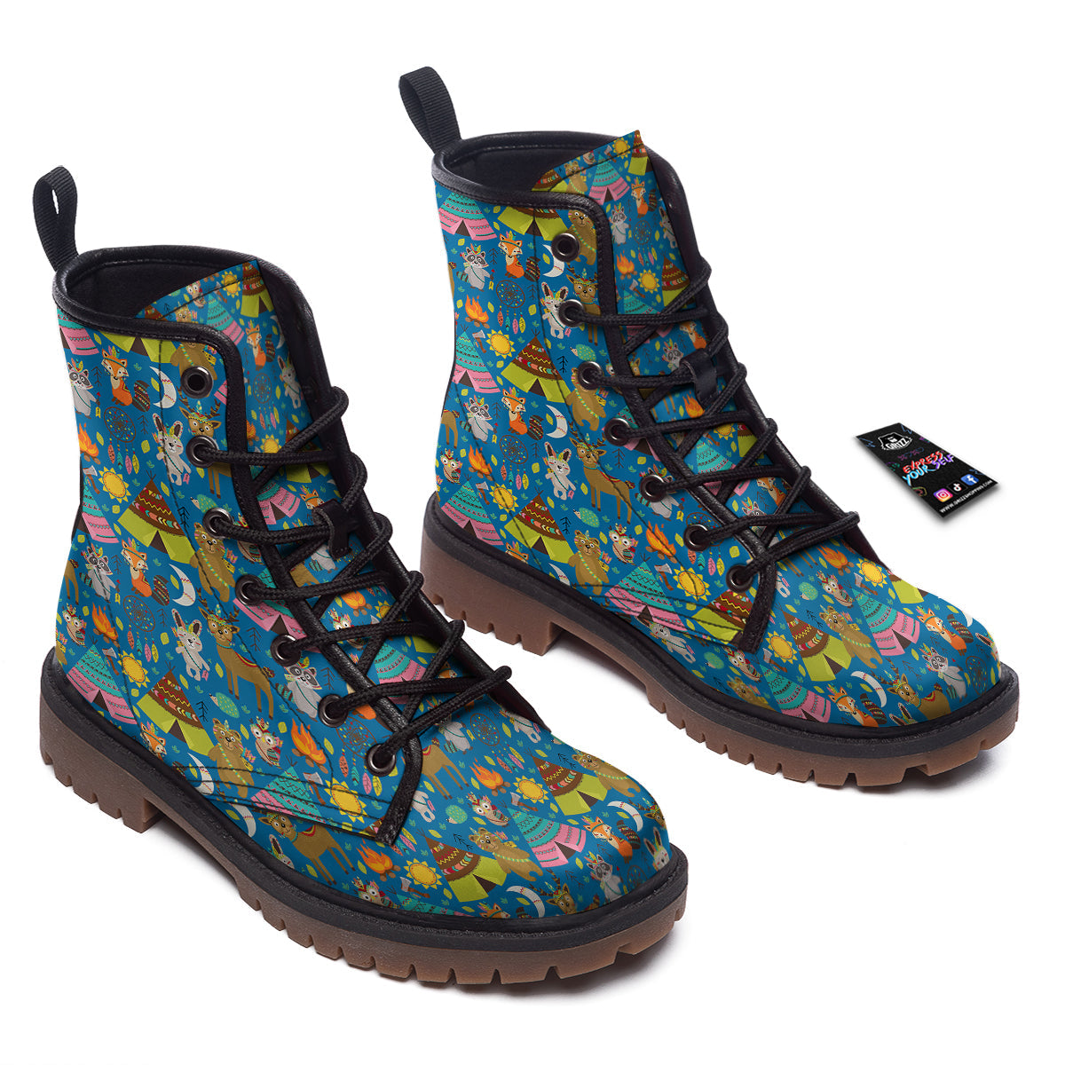 Camping Animal Print Pattern Work Boots-grizzshop