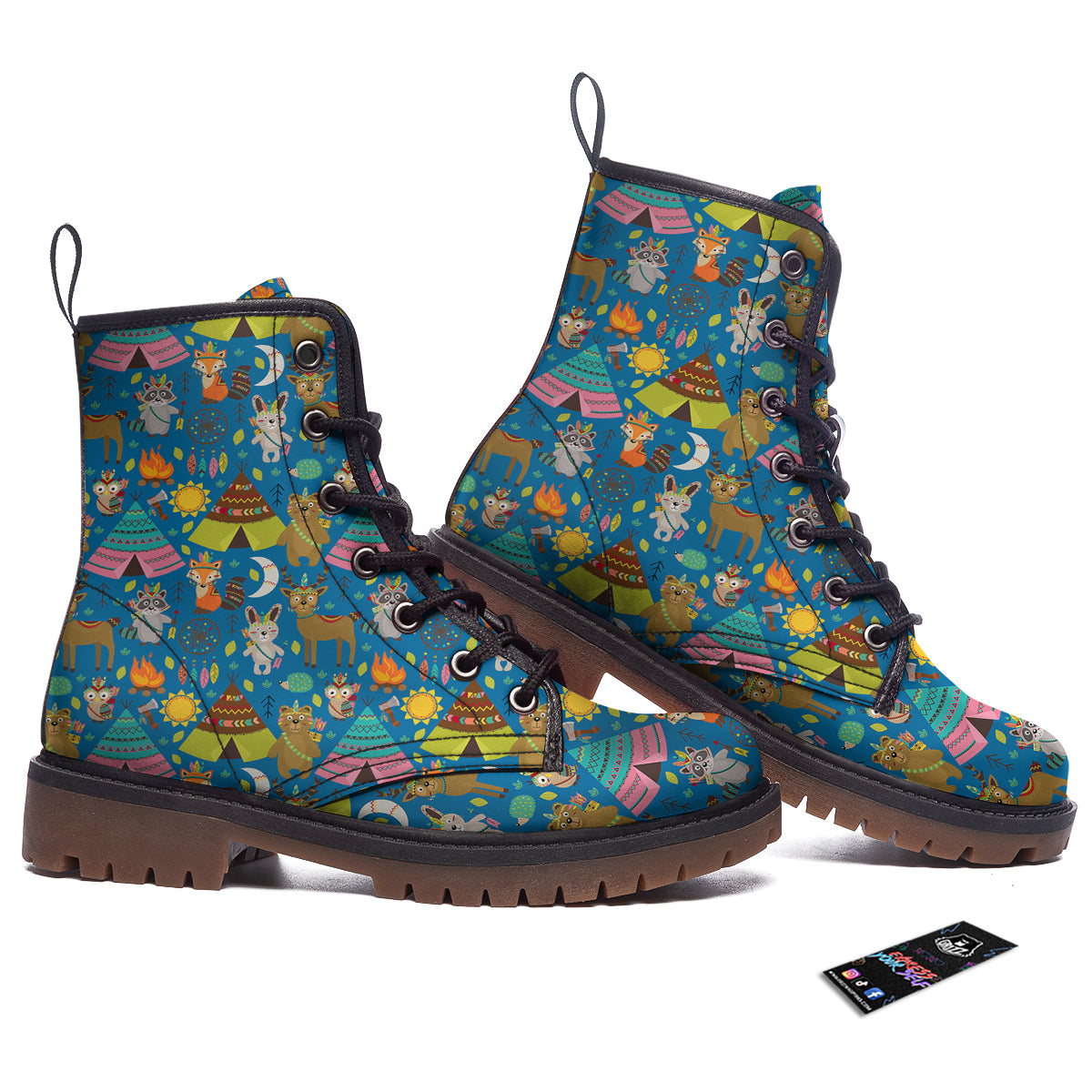Camping Animal Print Pattern Work Boots-grizzshop