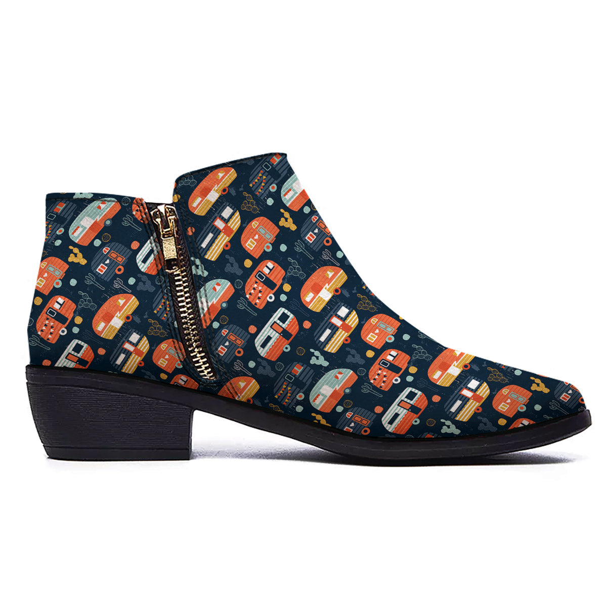Camping Caravan Print Pattern Ankle Boots-grizzshop