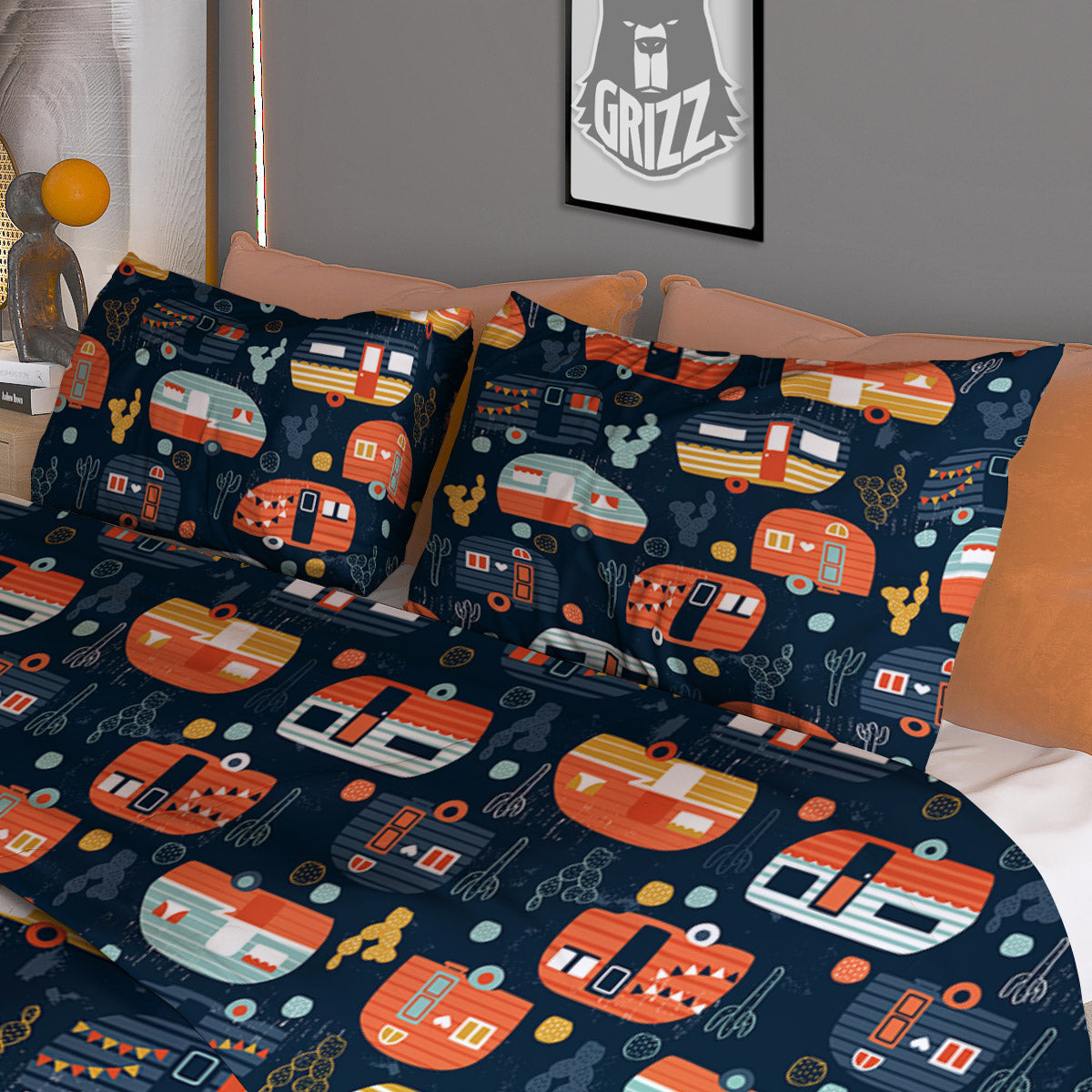 Chevron White And Gold Print Pattern Duvet Cover Bedding Set