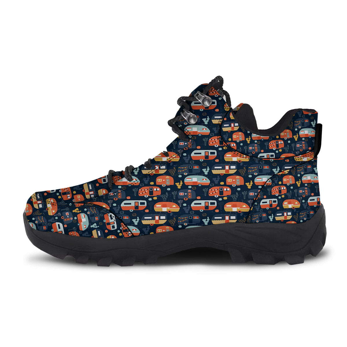 Camping Caravan Print Pattern Hiking Shoes-grizzshop