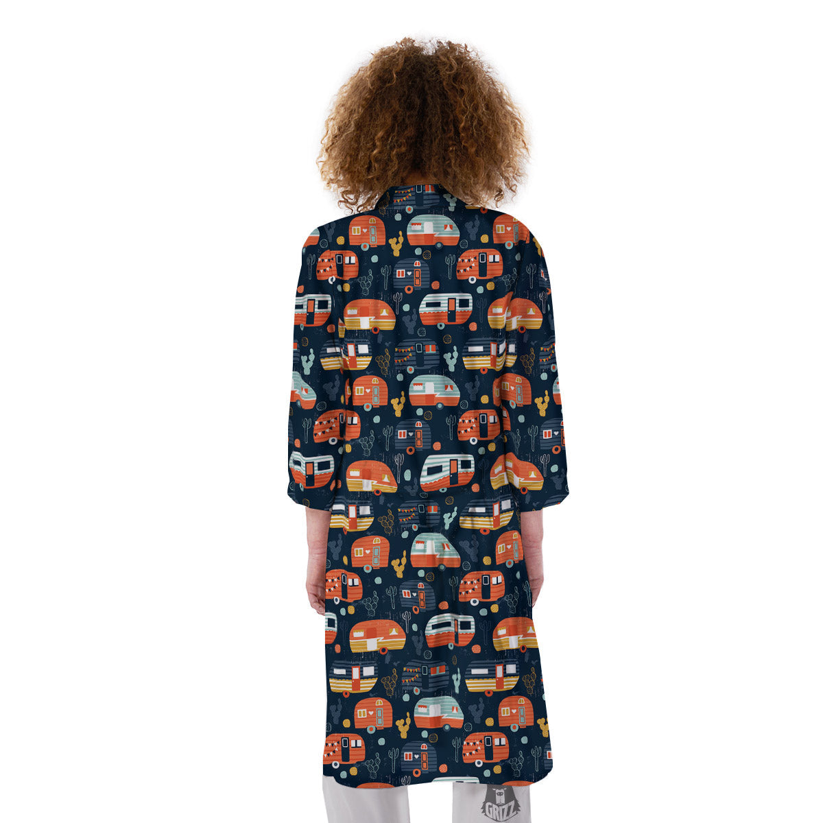 Camping Caravan Print Pattern Kimono-grizzshop