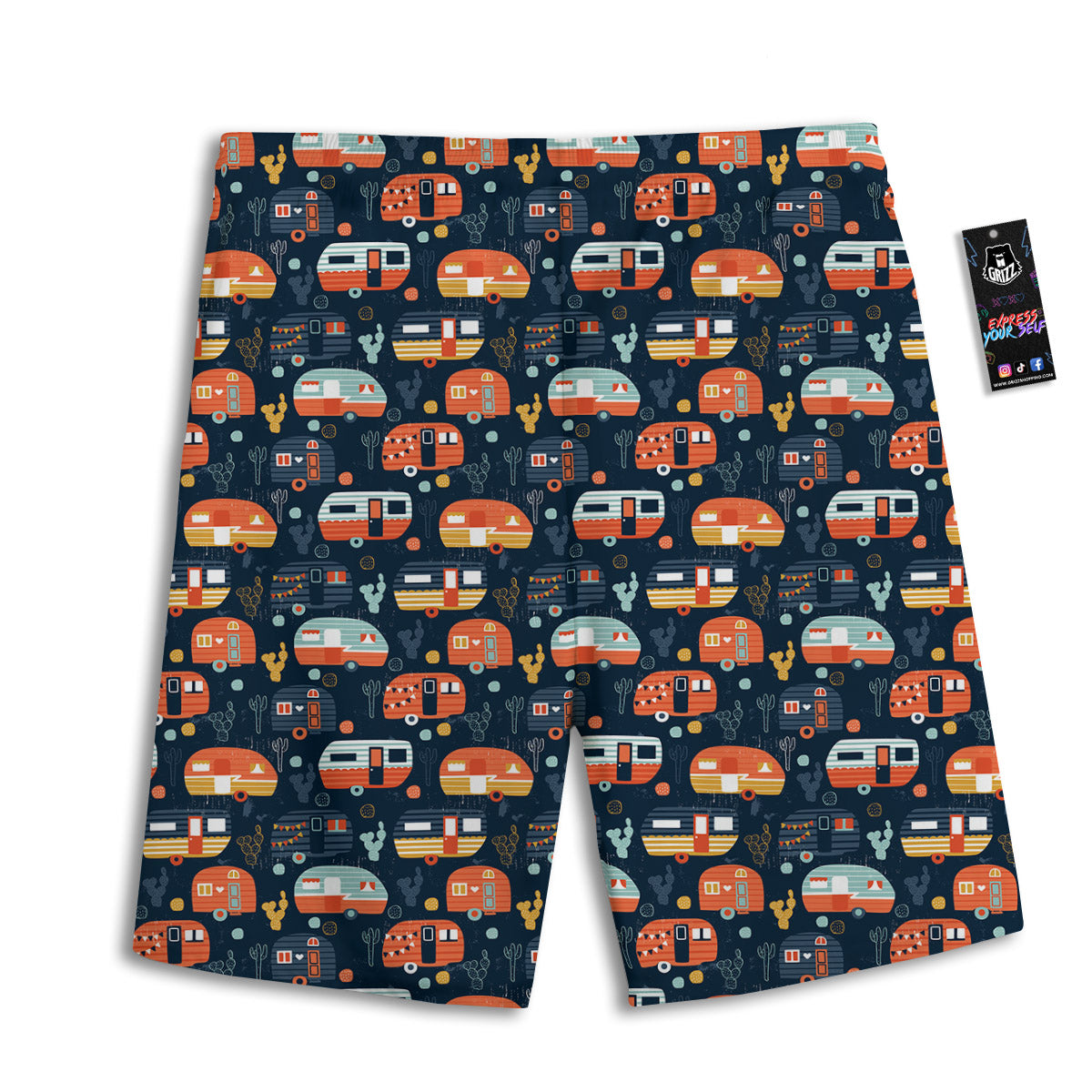 Camping Caravan Print Pattern Men's Athletic Shorts
