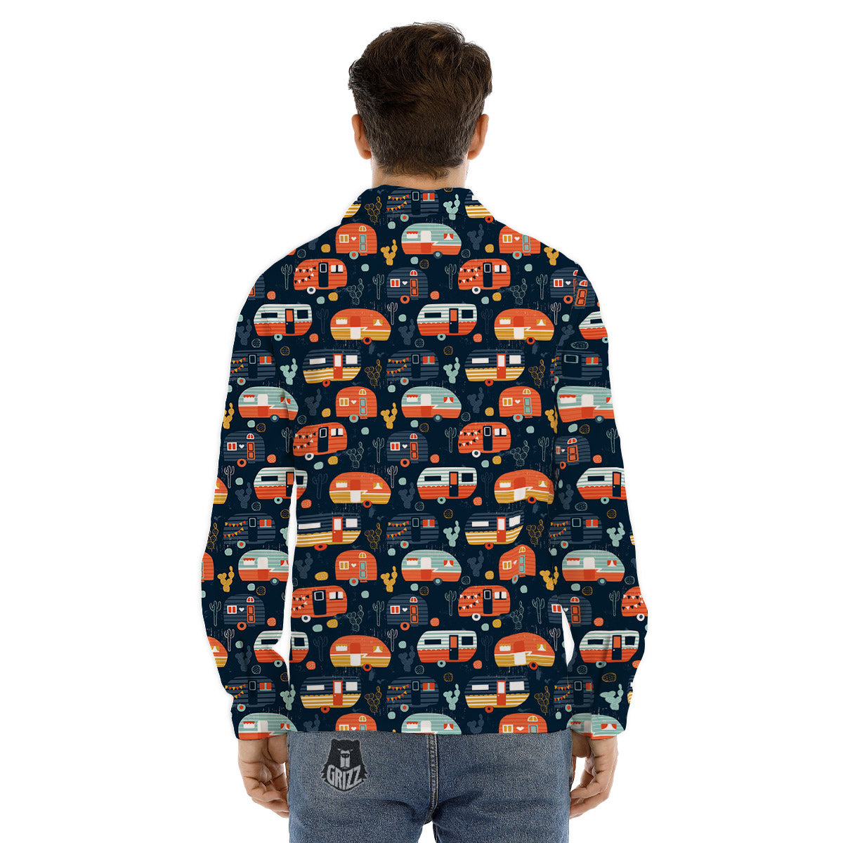 Camping Caravan Print Pattern Men's Dress Shirts-grizzshop