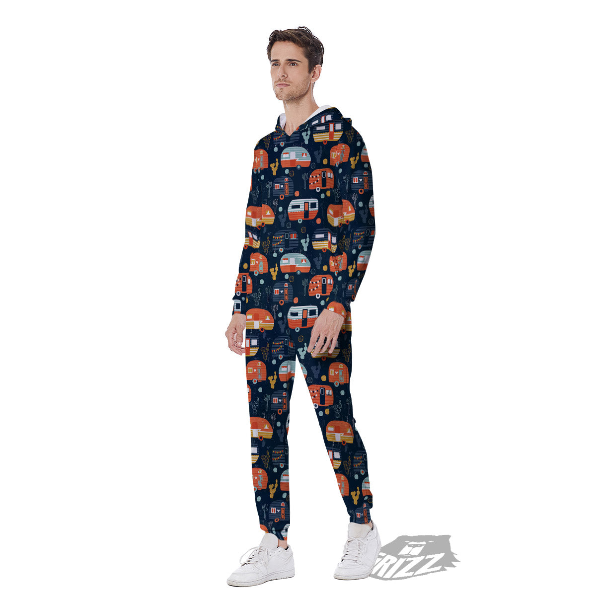 Camping Caravan Print Pattern Men's Jumpsuit-grizzshop