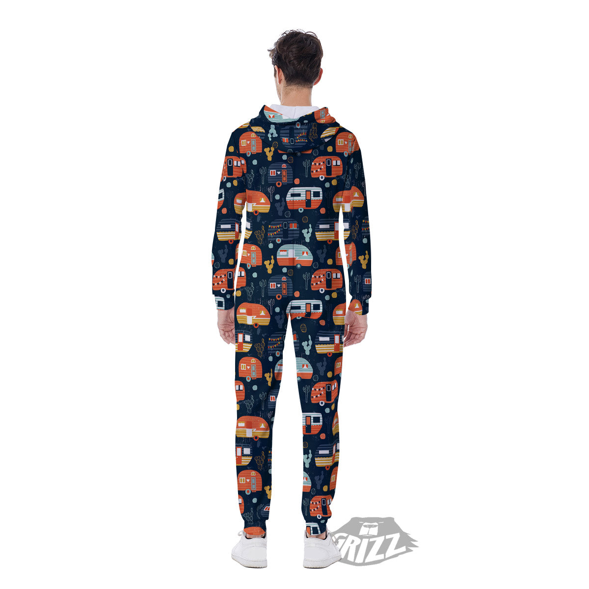 Camping Caravan Print Pattern Men's Jumpsuit-grizzshop