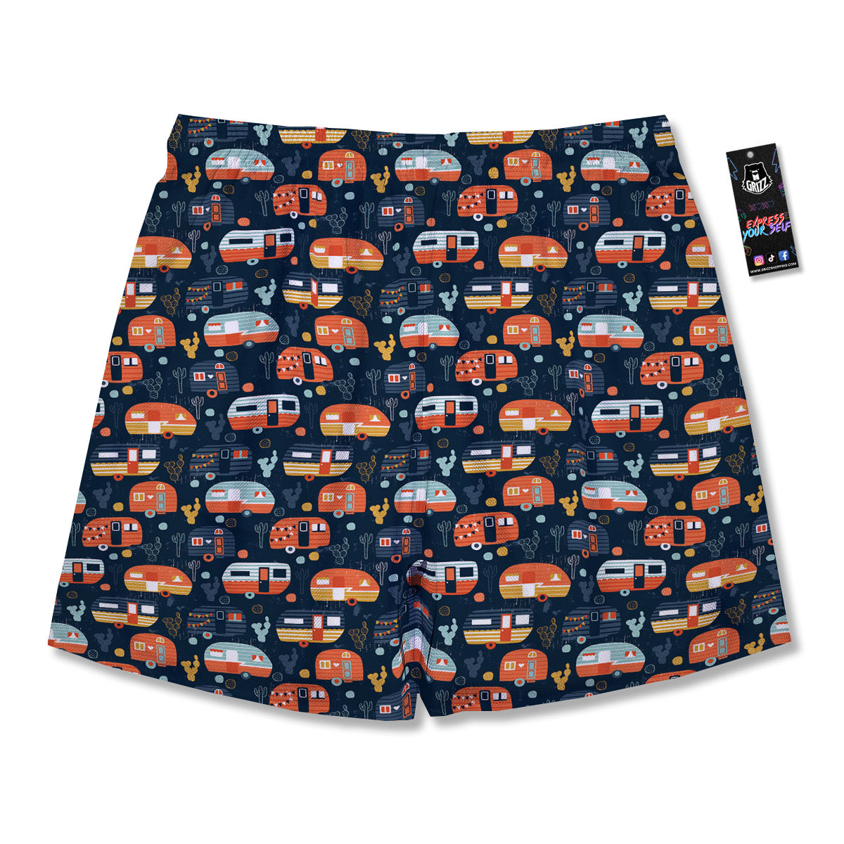 Camping Caravan Print Pattern Men's Running Shorts-grizzshop