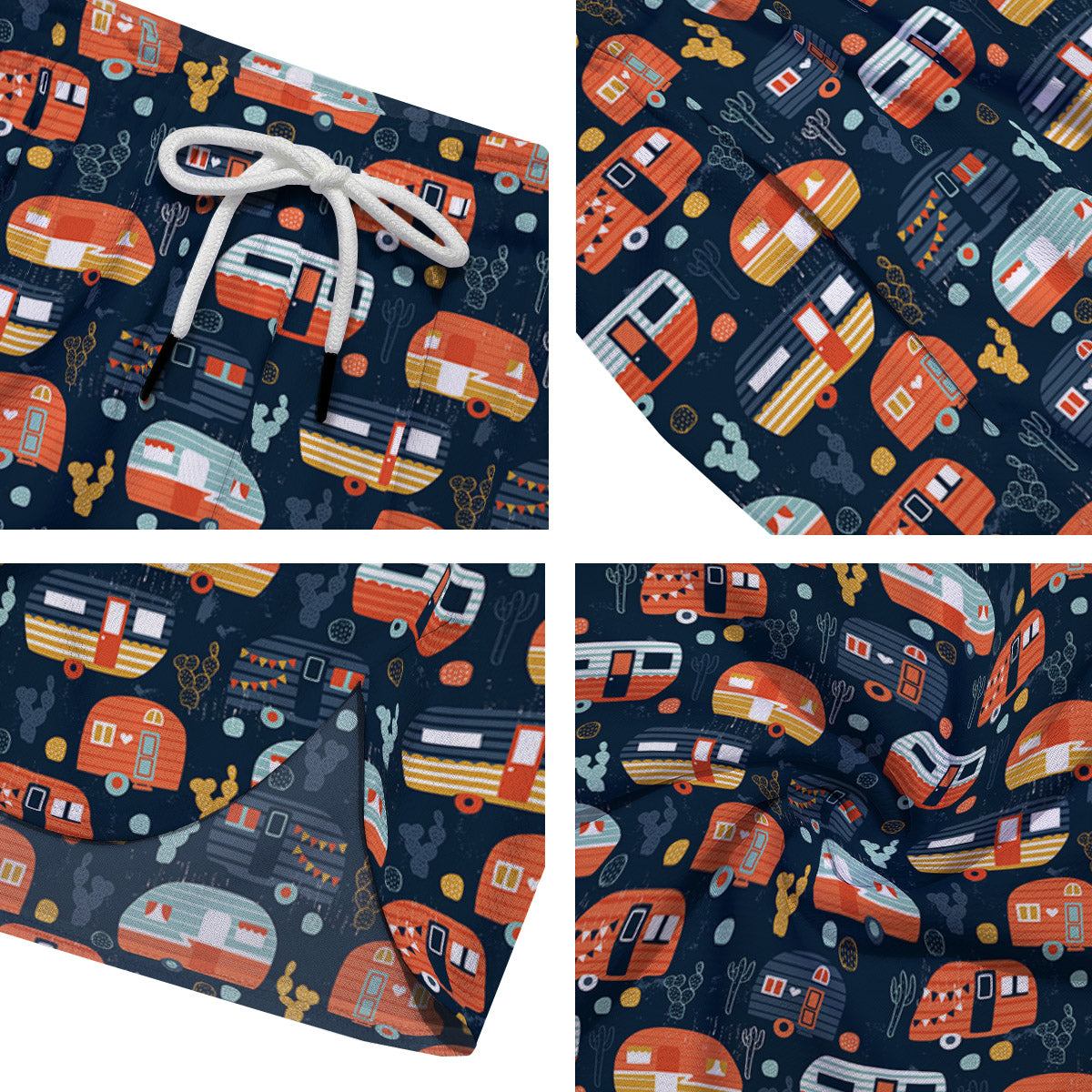 Camping Caravan Print Pattern Men's Running Shorts-grizzshop