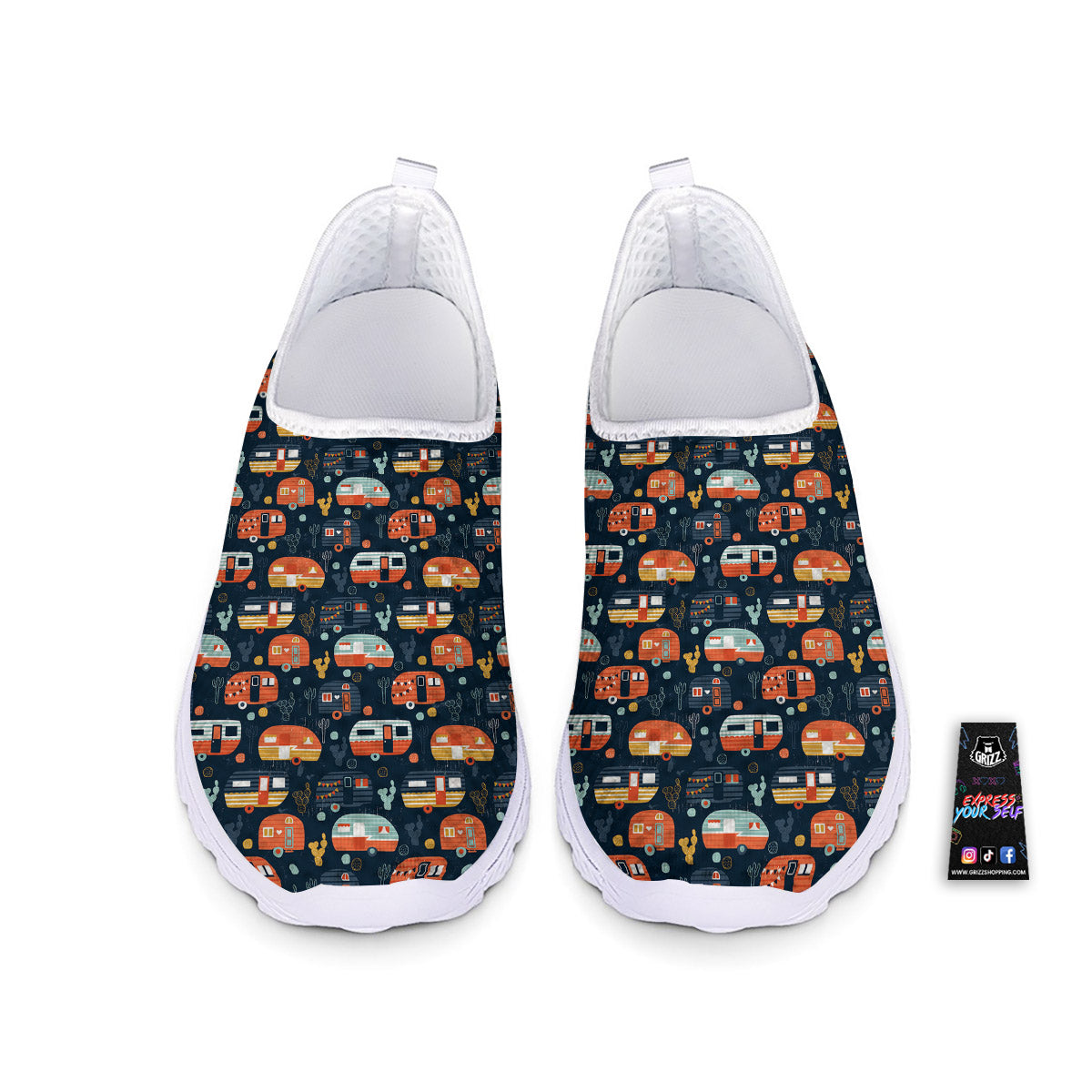 Camping Caravan Print Pattern Nurse Shoes-grizzshop