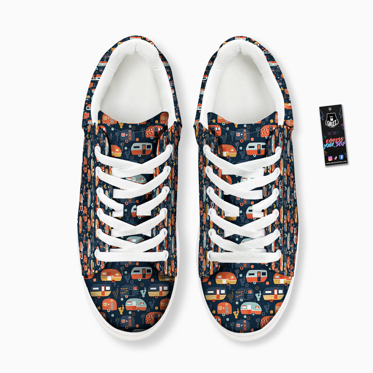 Camping Caravan Print Pattern Platform Shoes-grizzshop