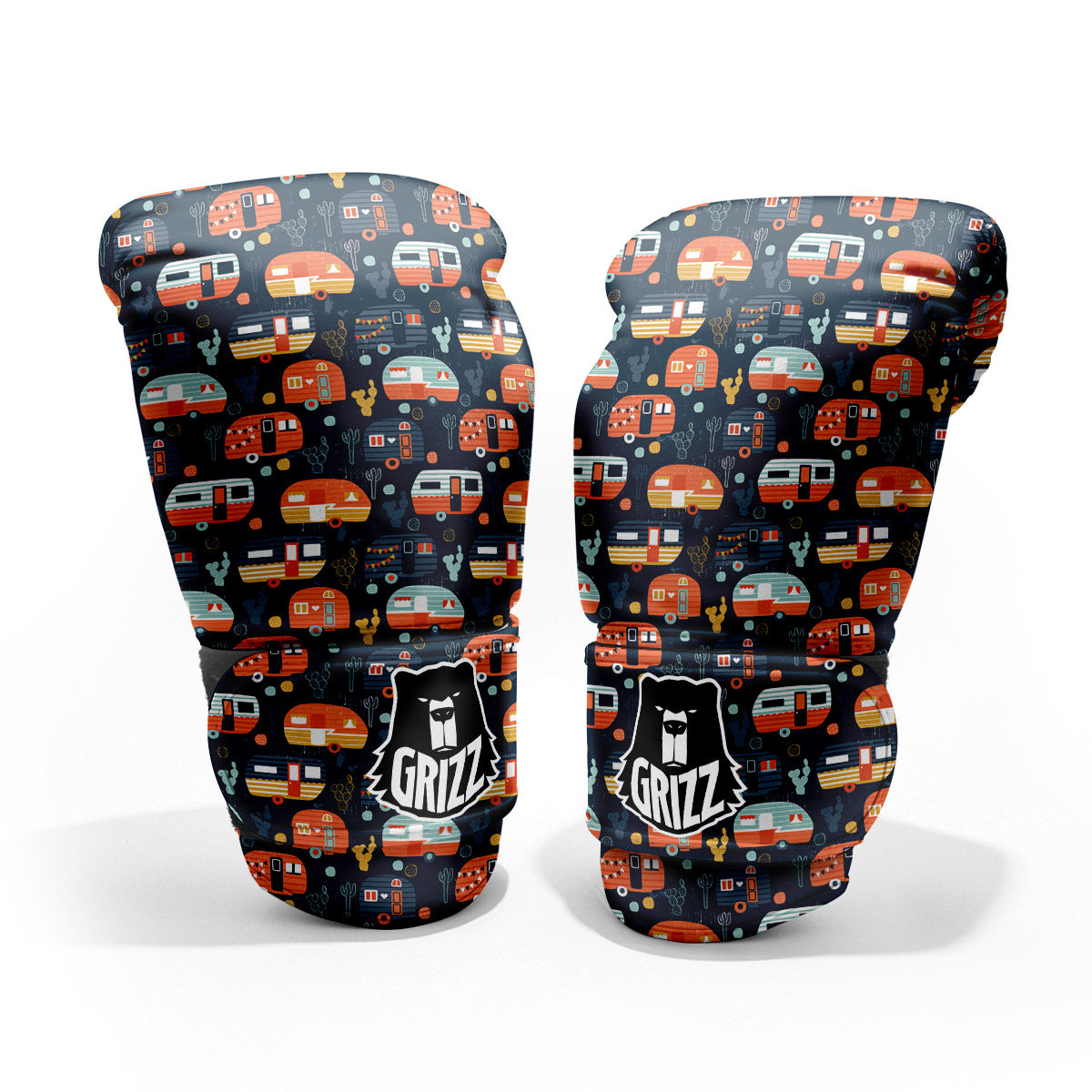 Camping Caravan Print Pattern Sparring Gloves-grizzshop