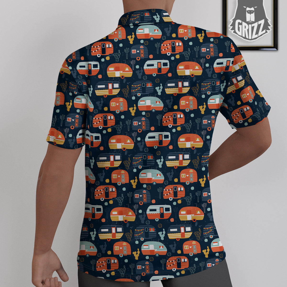Camping Caravan Print Pattern Untucked Shirts-grizzshop