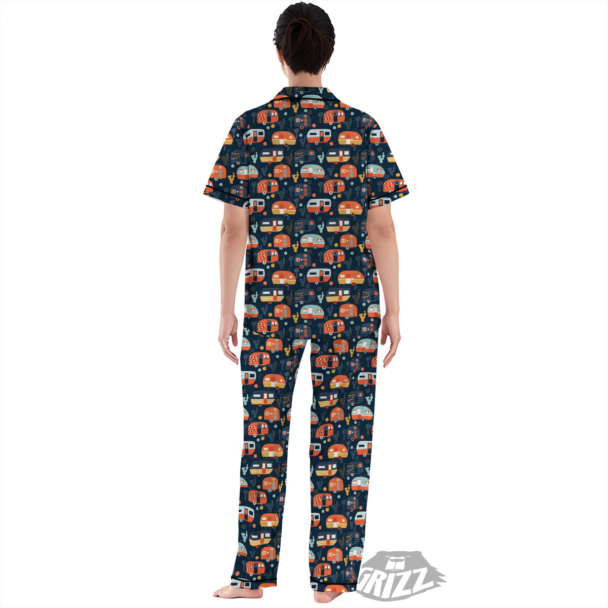 Camping Caravan Print Pattern Women's Pajamas Set-grizzshop