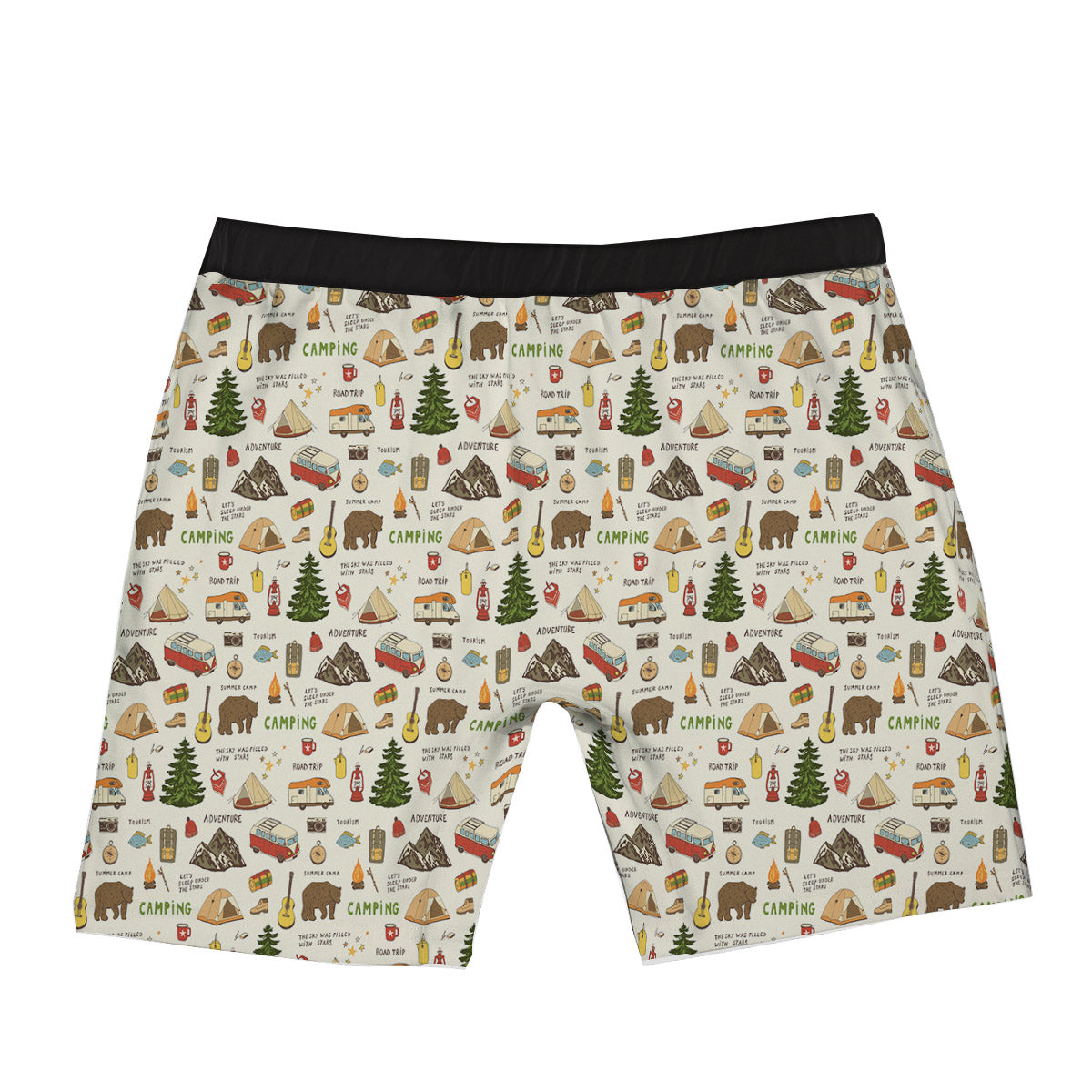 Camping Cartoon Print Pattern Boxer Briefs-grizzshop