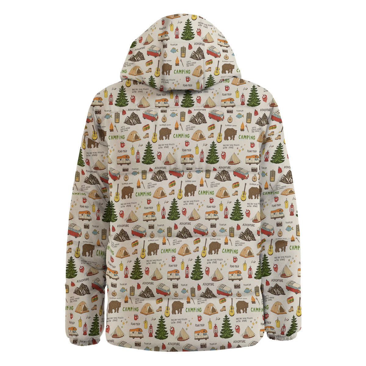Camping Cartoon Print Pattern Down Jacket-grizzshop