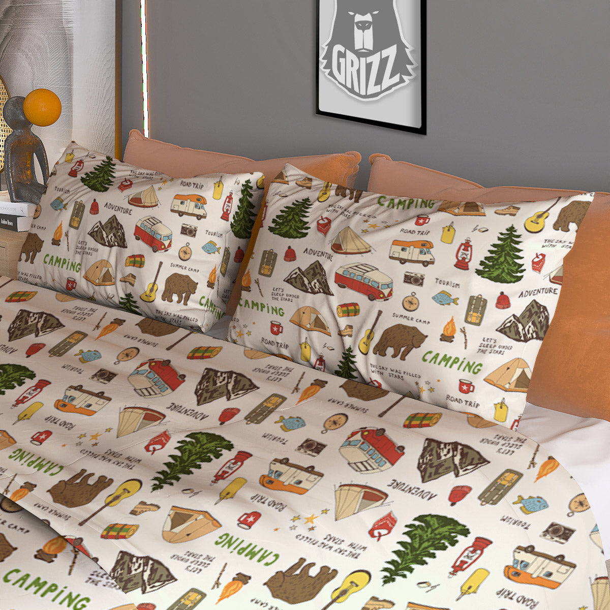 Chevron White And Green Print Pattern Duvet Cover Bedding Set