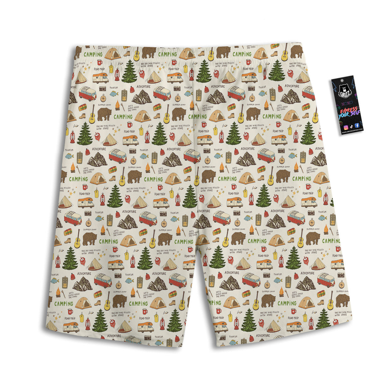 Camping Cartoon Print Pattern Men's Athletic Shorts
