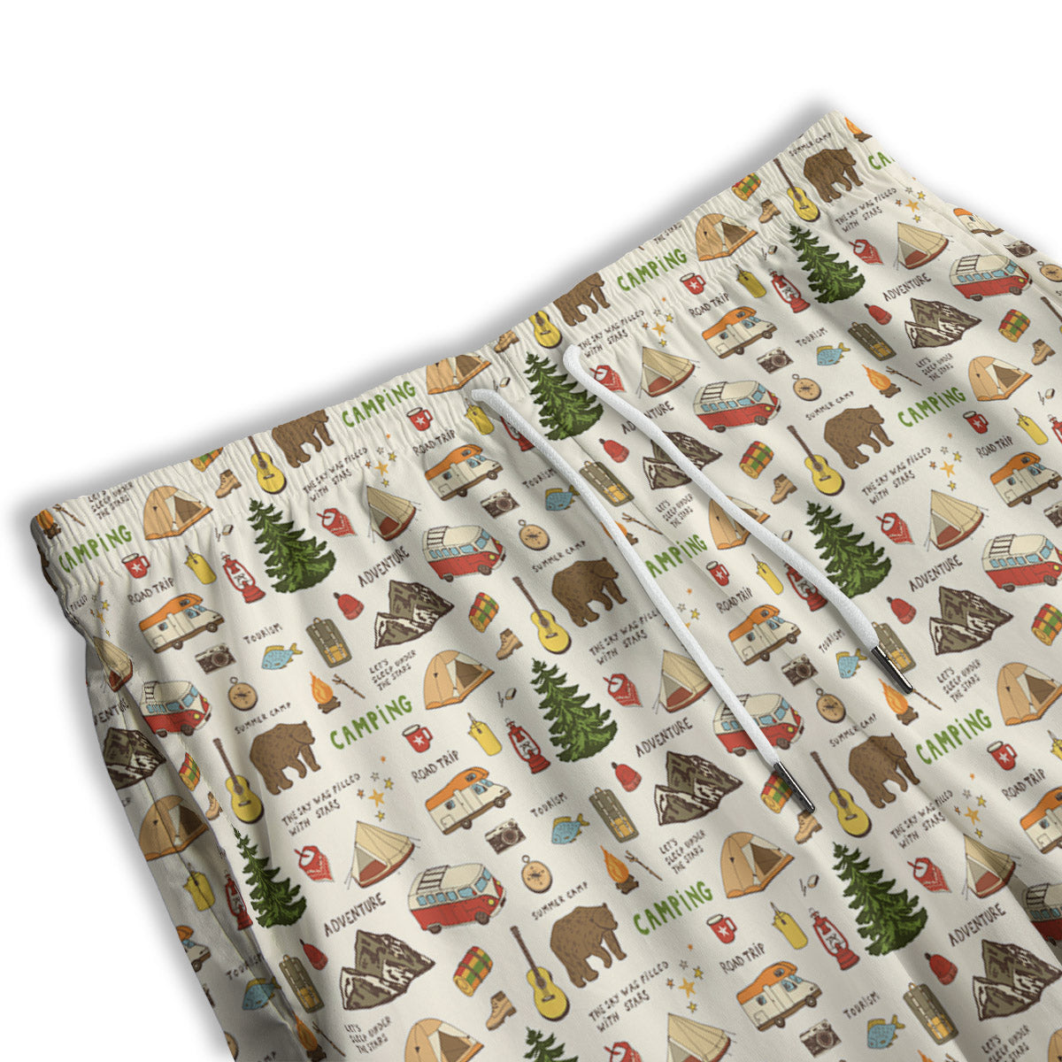 Camping Cartoon Print Pattern Men's Athletic Shorts