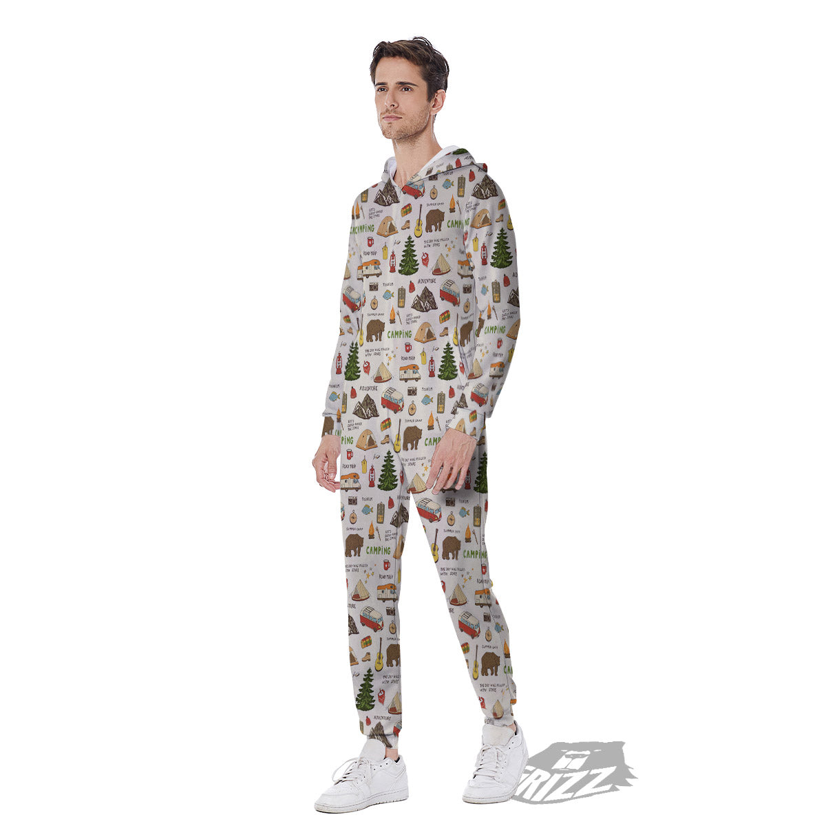 Camping Cartoon Print Pattern Men's Jumpsuit-grizzshop