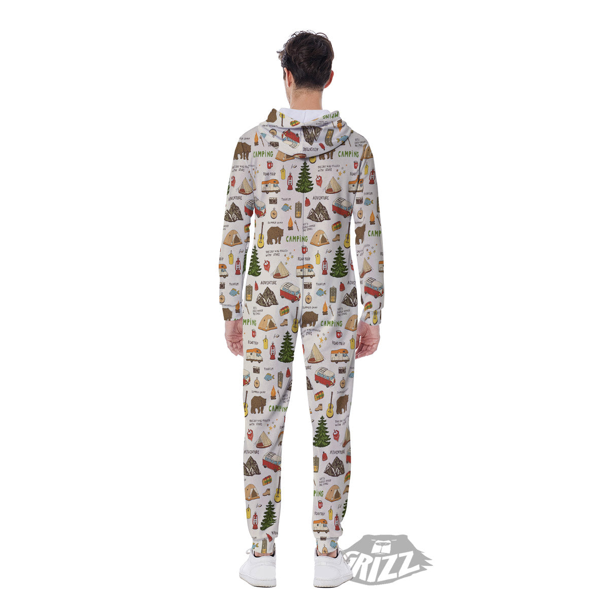Camping Cartoon Print Pattern Men's Jumpsuit-grizzshop