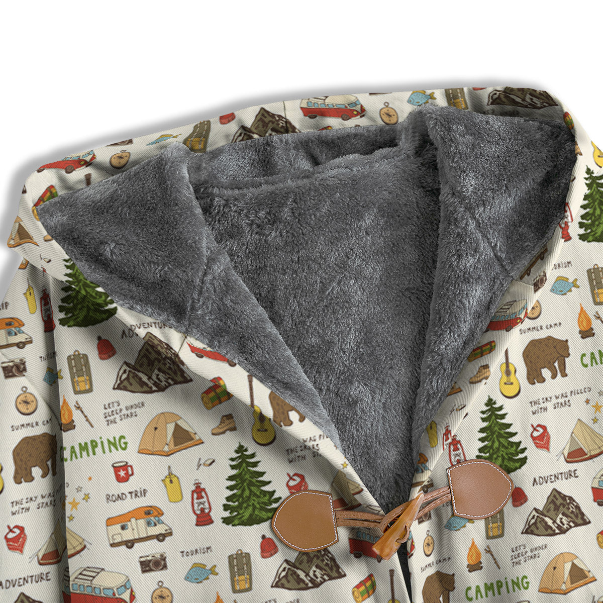 Camping Cartoon Print Pattern Men's Windbreaker Jacket-grizzshop