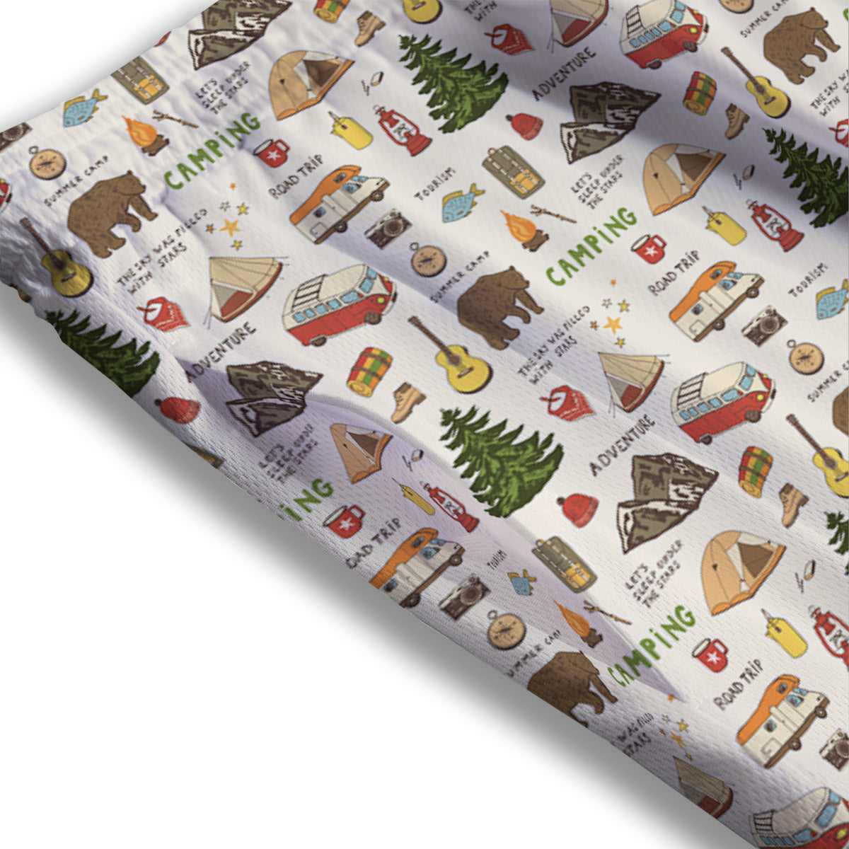 Chevron White And Green Print Pattern Mesh Shorts