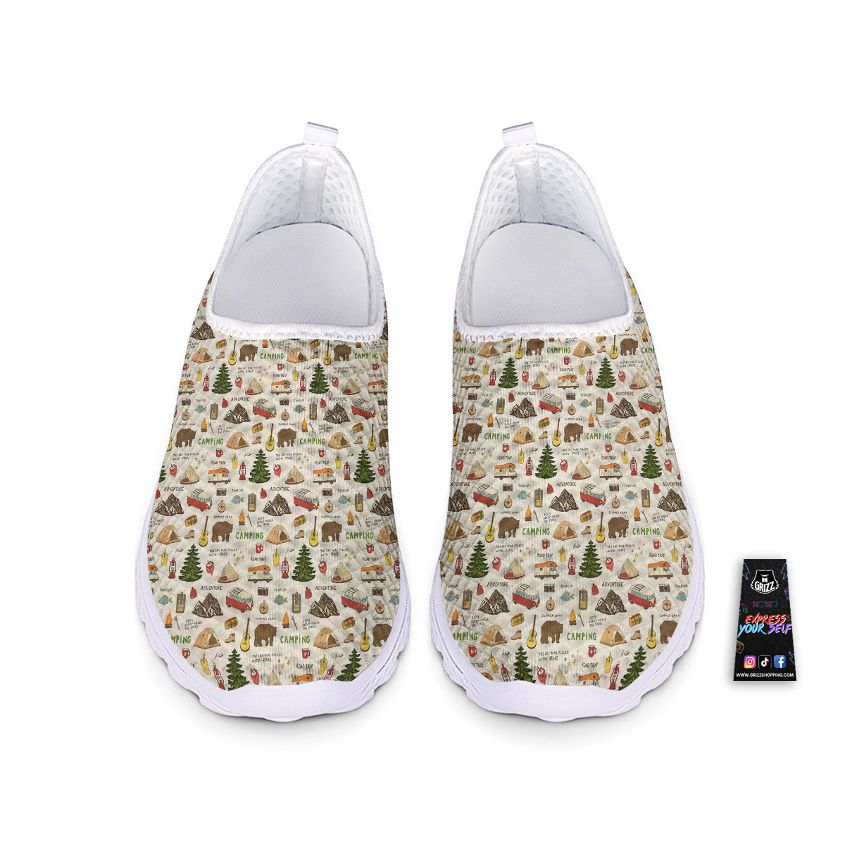 Camping Cartoon Print Pattern Nurse Shoes-grizzshop