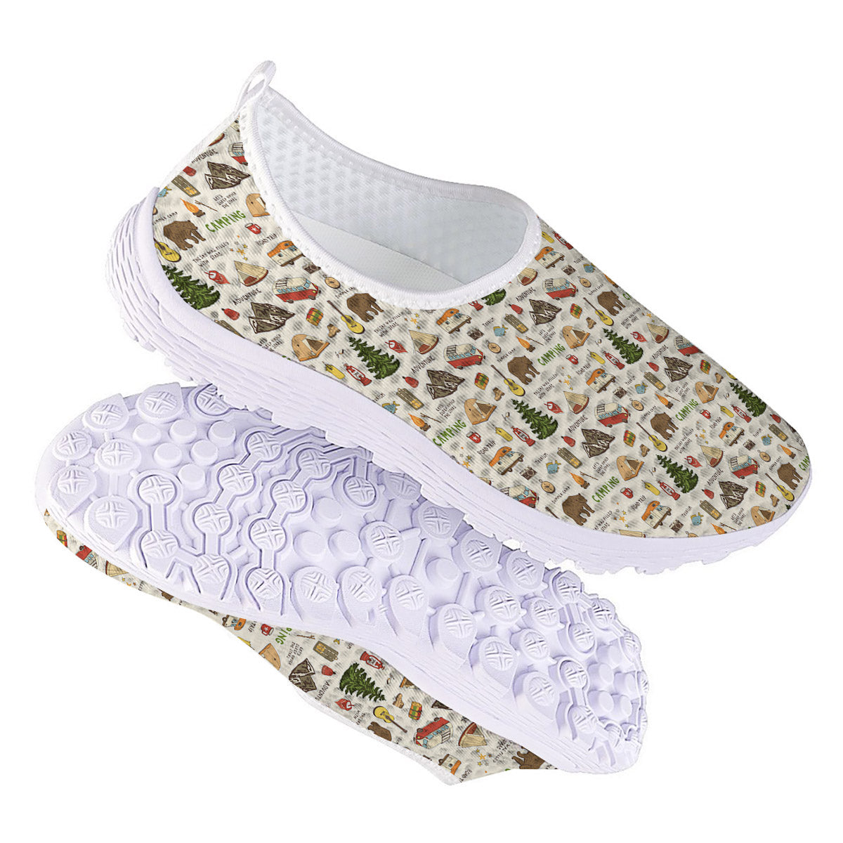 Camping Cartoon Print Pattern Nurse Shoes-grizzshop