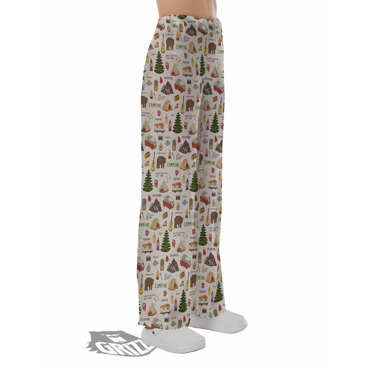 Camping Cartoon Print Pattern Pajama Pants-grizzshop
